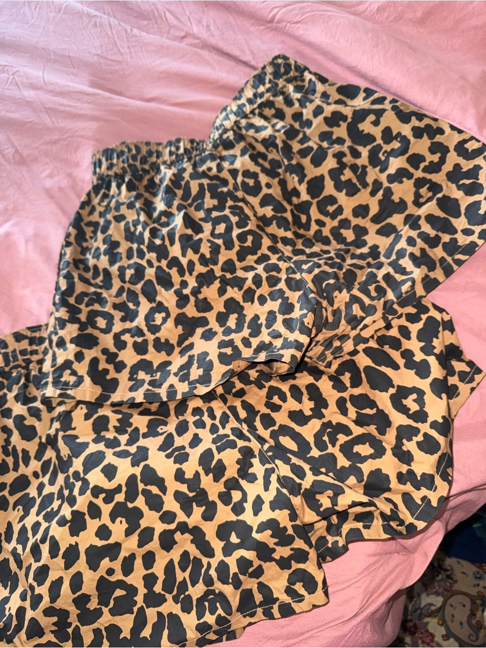 NWOT Dressed in Lala Leopard Print Boxer Shorts w Pockets - Black & Tan - Picture 2 of 3